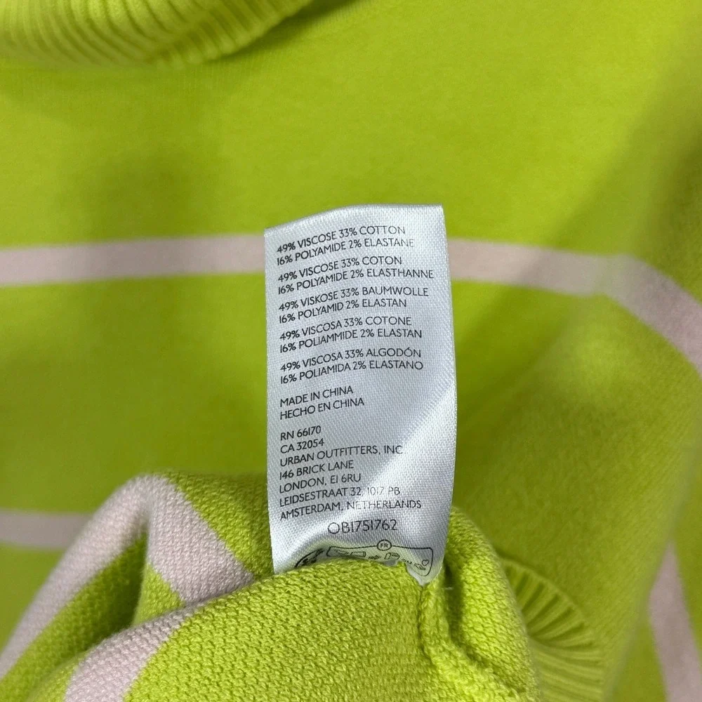 Free People Paulie Sweater Small Lemonade Stripe Turtleneck Cropped OB1751762 - Picture 7 of 8